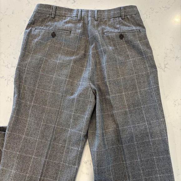 Brooks Brothers Italian Wool Pants 36x29 Black White Houndstooth Pleated Cuffed - Picture 8 of 10